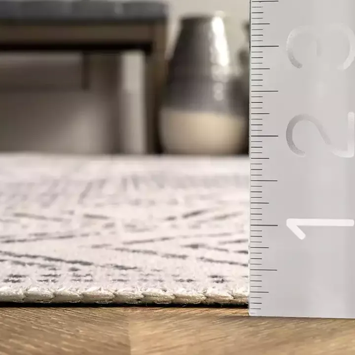 Gray Geometric Medallion Washable Runner