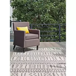 Gray Gretchen Tribal Outdoor Area Rug, 5x8