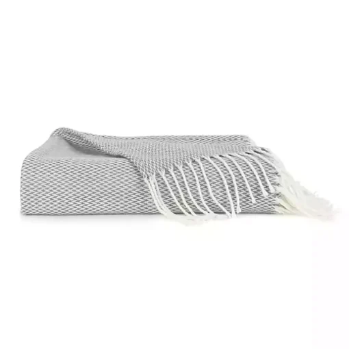 Gray Herringbone Throw with Fringe