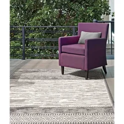 Gray Lana Stripe Outdoor Rug, 7x10