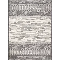 Gray Lana Stripe Outdoor Rug, 7x10
