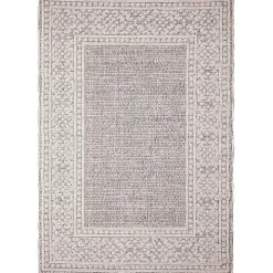 Gray Leopard Border Outdoor Area Rug, 5x7