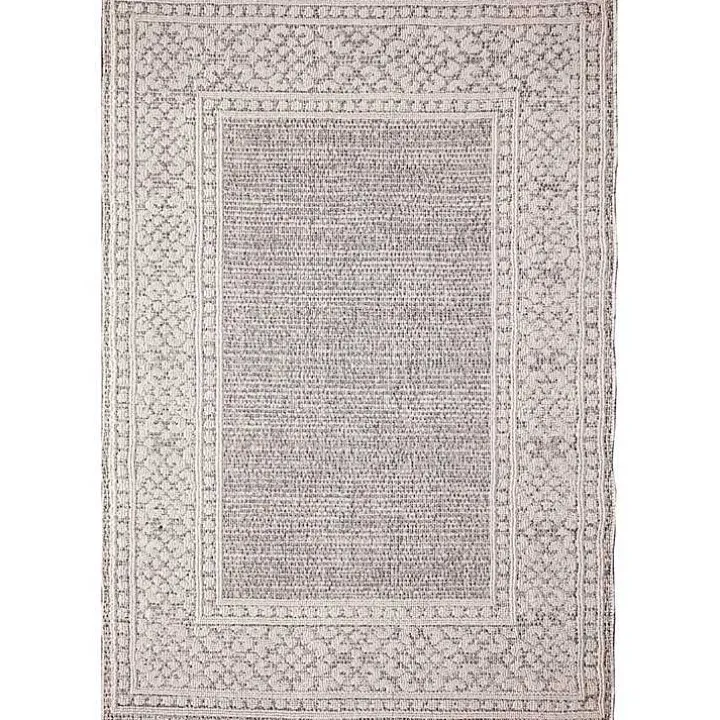 Gray Leopard Border Outdoor Area Rug, 5x7