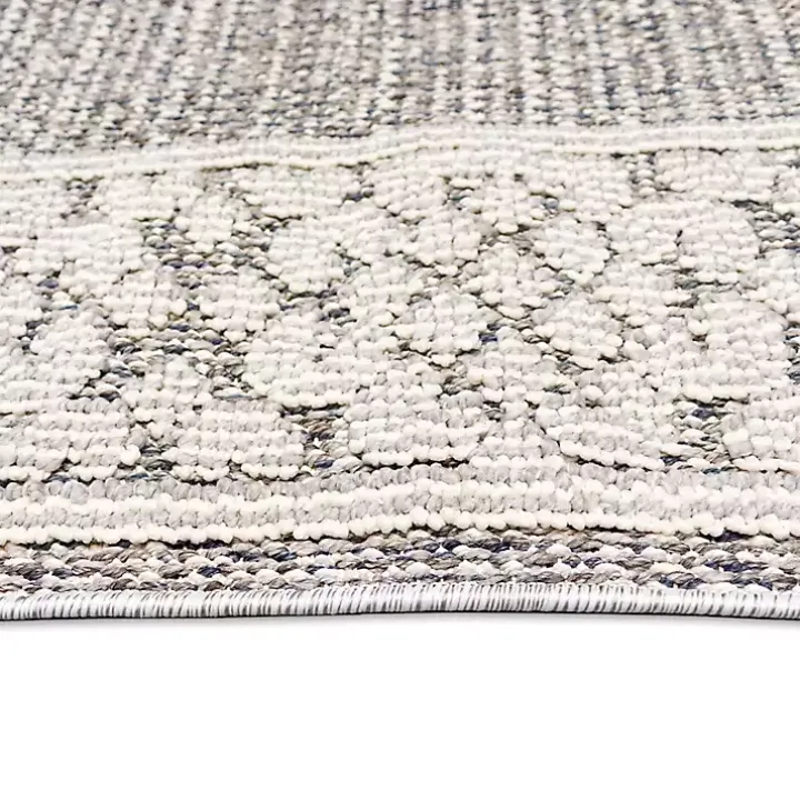 Gray Leopard Border Outdoor Area Rug, 5x7