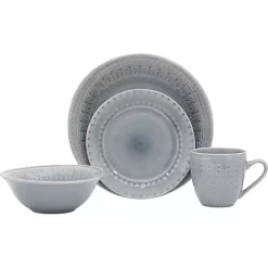 Gray Medallion 16-pc. Ceramic Dinnerware Set