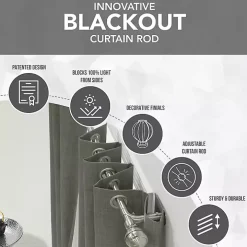 Gray Metal Blackout Finial Curtain Rod, 36 in.