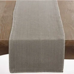 Gray Overcast Stitch Cotton Table Runner