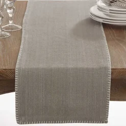 Gray Overcast Stitch Cotton Table Runner