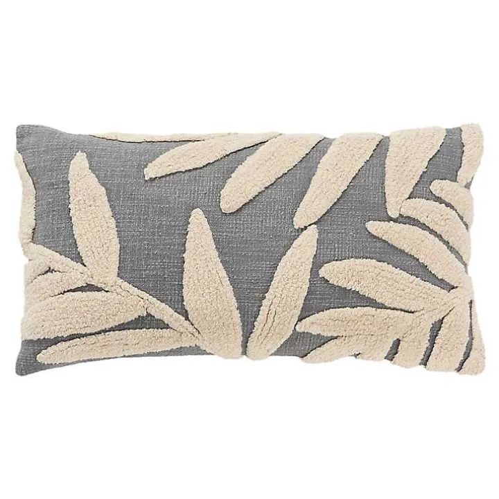 Gray Palm Lumbar Pillow