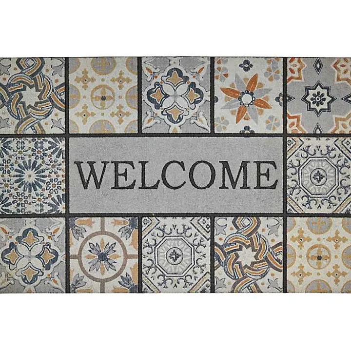 Gray Patina Tiles Welcome Estate Doormat