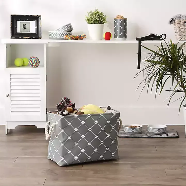 Gray Paw Trellis Rectangle Basket, 16 in.