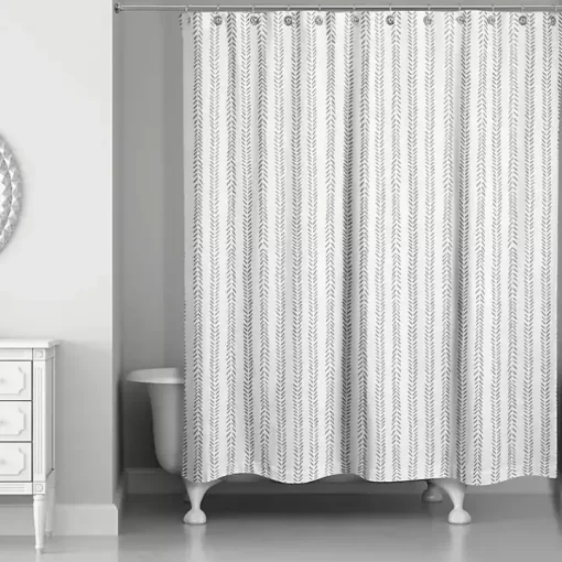 Gray Petal Lines Shower Curtain