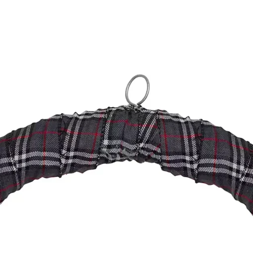 Gray Plaid Pine and Berries Wreath