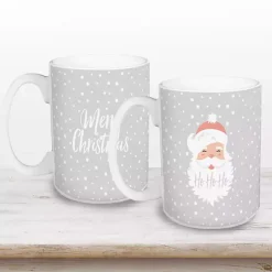 Gray Santa Mugs, Set of 2