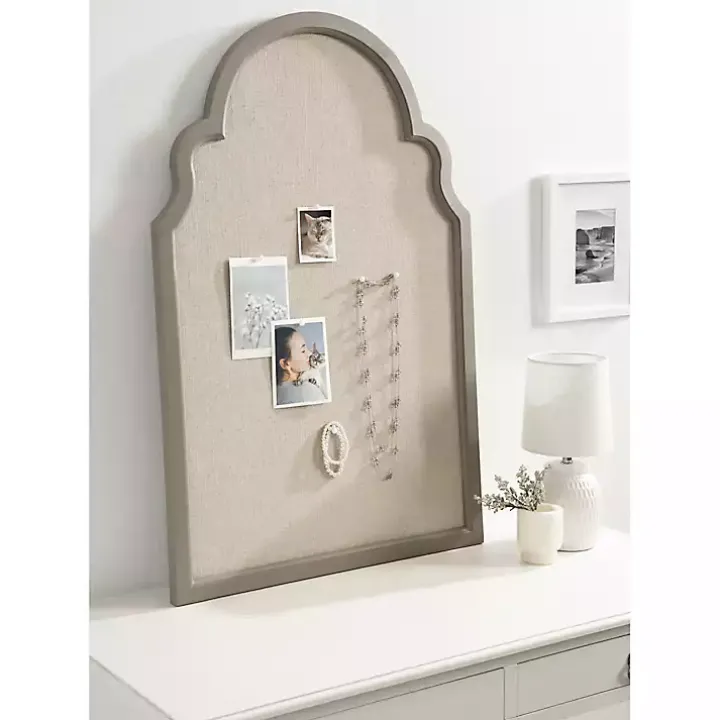 Gray Scalloped Arch Fabric Pinboard