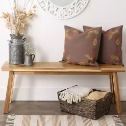 Gray Shimmer Leaves 2-pc. Harvest Pillow Cover Set