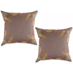 Gray Shimmer Leaves 2-pc. Harvest Pillow Cover Set