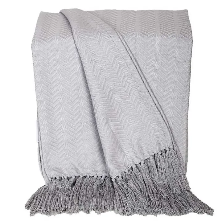 Gray Simple Chevron Tassel Throw