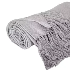 Gray Simple Chevron Tassel Throw