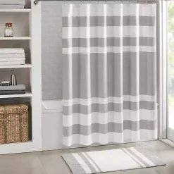 Gray Stripe Waffle Weave Shower Curtain