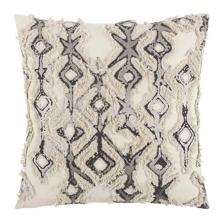 Gray Textured Geometric Pillow