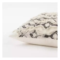 Gray Textured Geometric Pillow