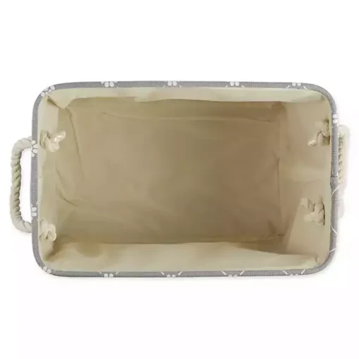 Gray Trellis Paw Print Storage Basket, 14 in.