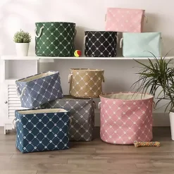 Gray Trellis Paw Print Storage Basket, 14 in.