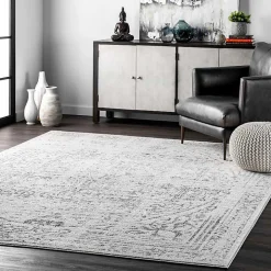 Gray Vintage Distressed Area Rug, 8x12