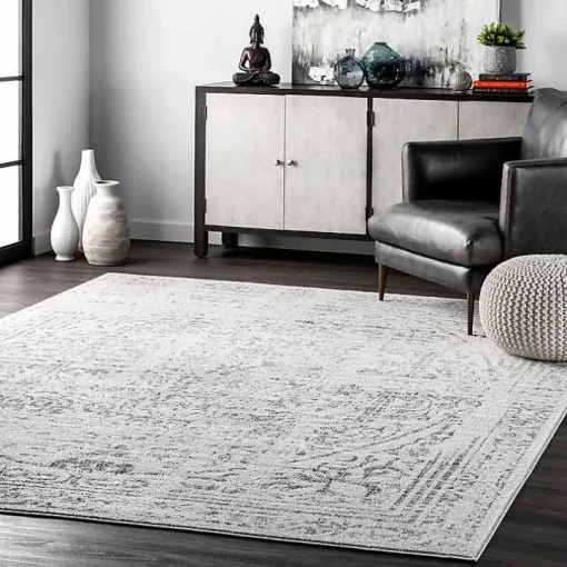 Gray Vintage Distressed Area Rug, 8x12