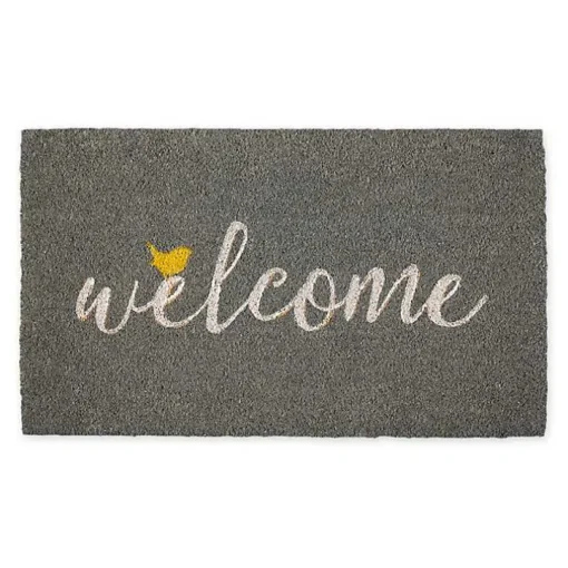 Gray Welcome Bird Coir Doormat