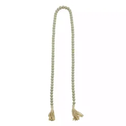 Gray Wood Beads Cream Tassel Garland