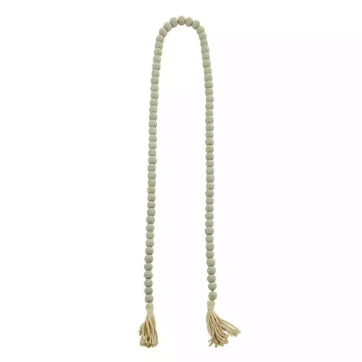 Gray Wood Beads Cream Tassel Garland