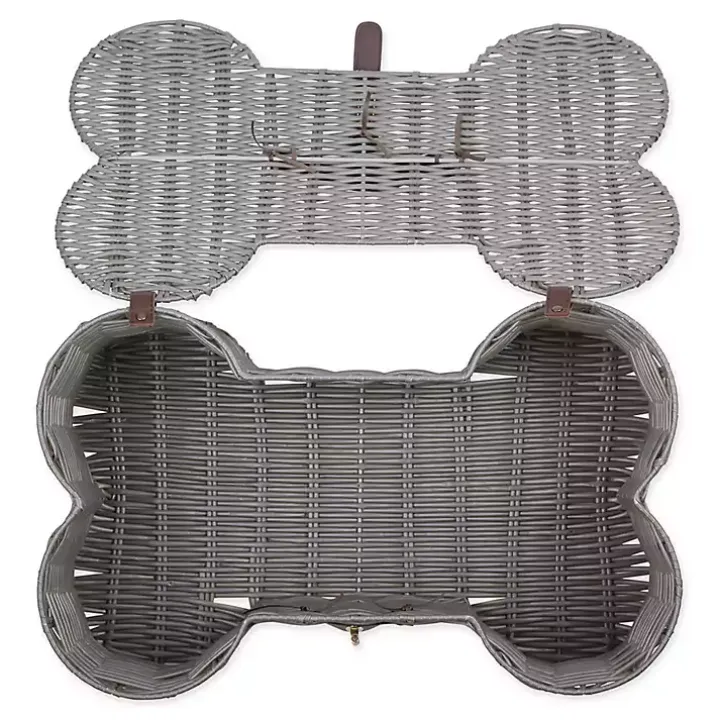 Gray Woven Bone Shaped Basket, 17 in.