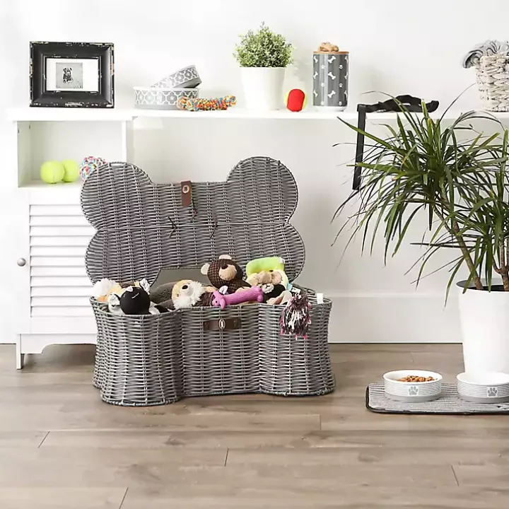 Gray Woven Bone Shaped Basket, 24 in.