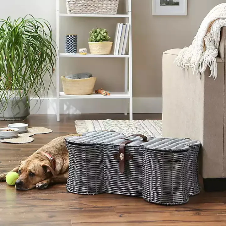 Gray Woven Bone Shaped Basket, 24 in.