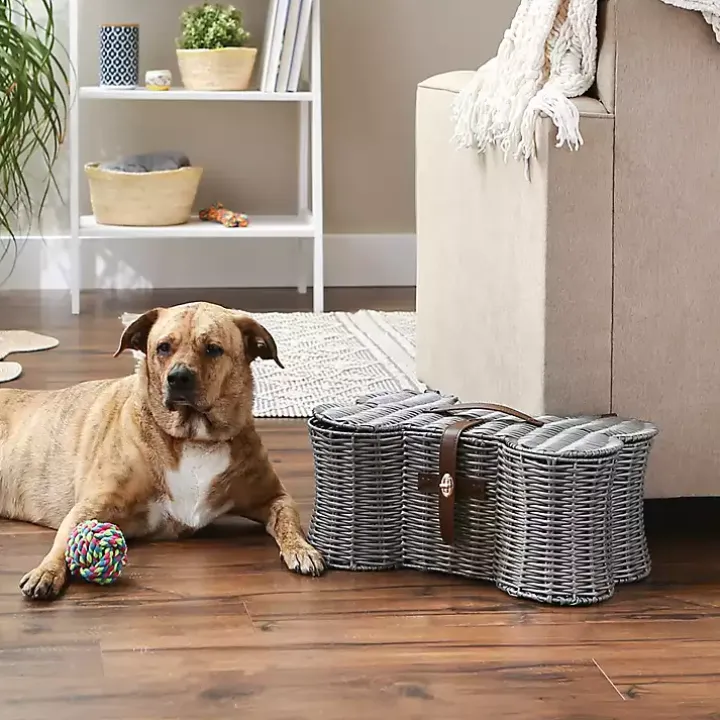 Gray Woven Bone Shaped Basket, 17 in.