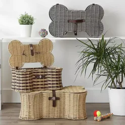 Gray Woven Bone Shaped Basket, 21 in.