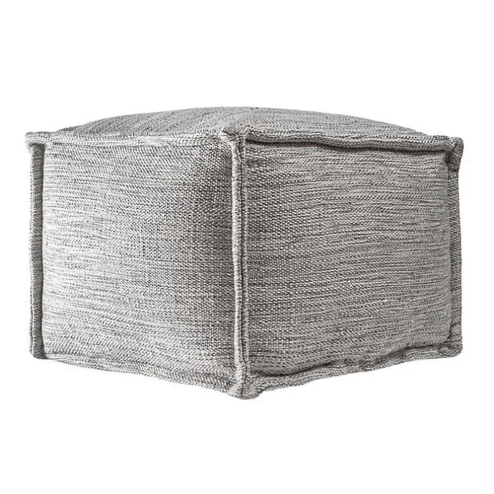 Gray Woven Outdoor Pouf