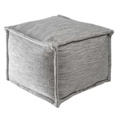Gray Woven Outdoor Pouf