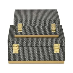 Gray Woven Square Decorative Boxes, Set of 2