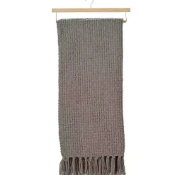 Gray Woven Waffle Knit Chenille Throw