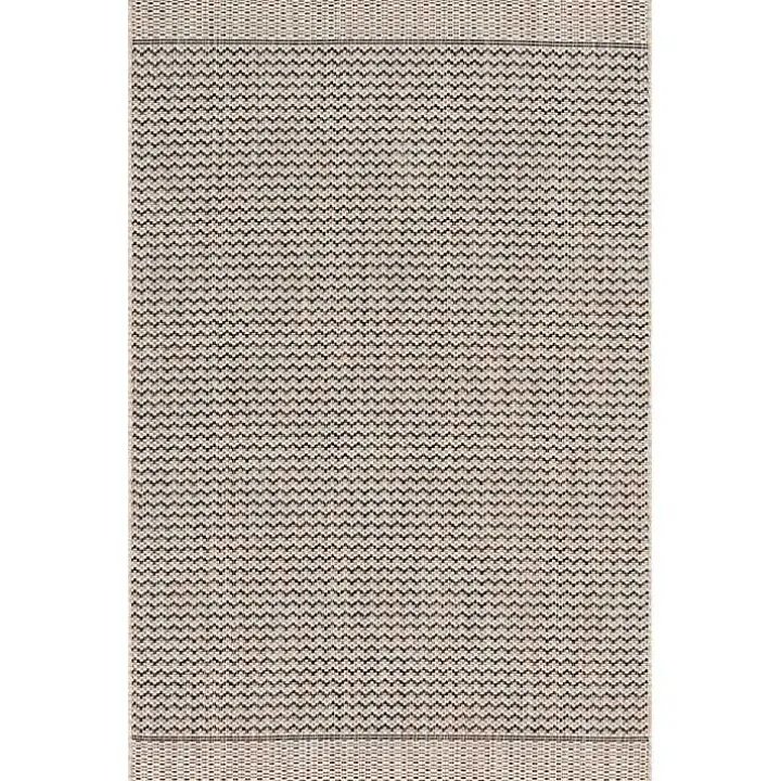 Gray Zig Zag Stripe Outdoor Area Rug, 5x7