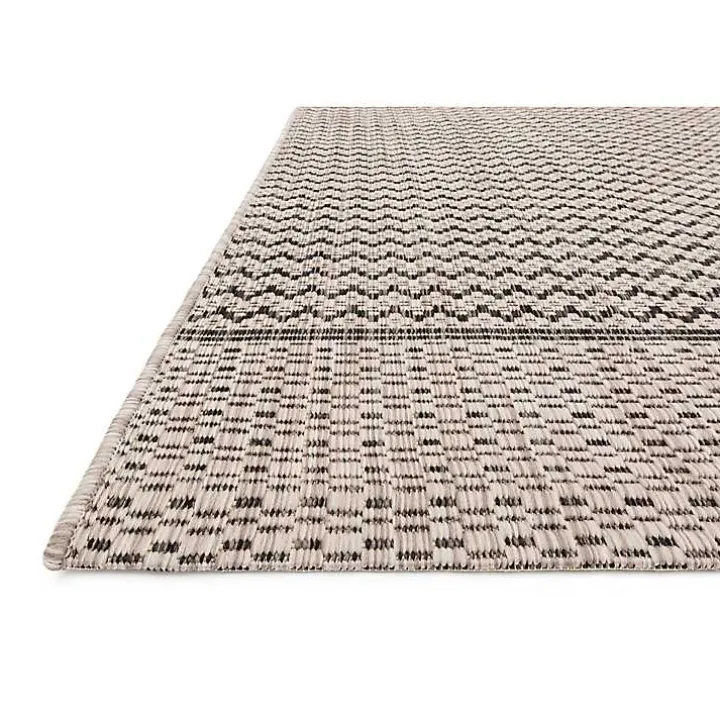 Gray Zig Zag Stripe Outdoor Area Rug, 5x7