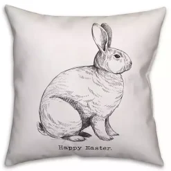 Grayscale Happy Easter Pillow