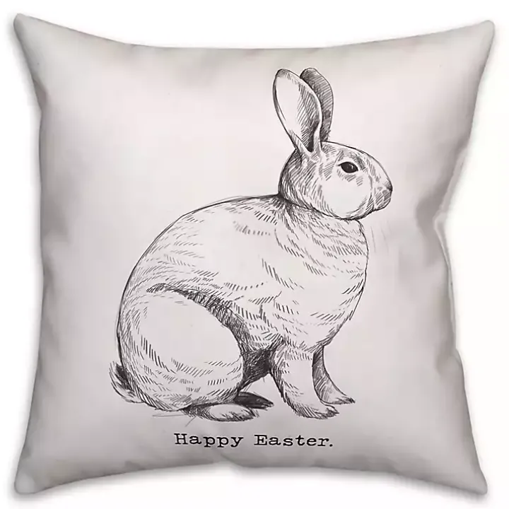 Grayscale Happy Easter Pillow