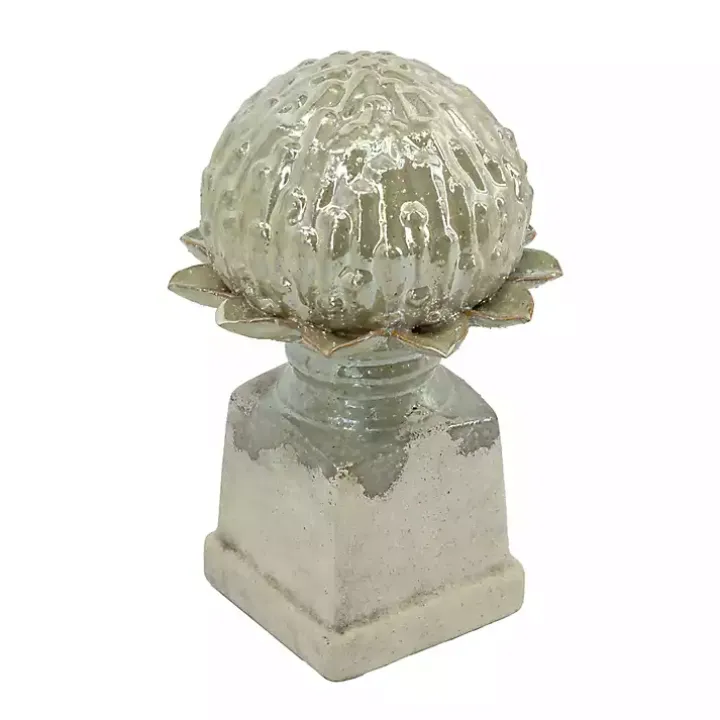 Graywash Artichoke Stoneware Statue