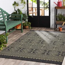 Greek Key Sun Shower Outdoor Area Rug, 7x9