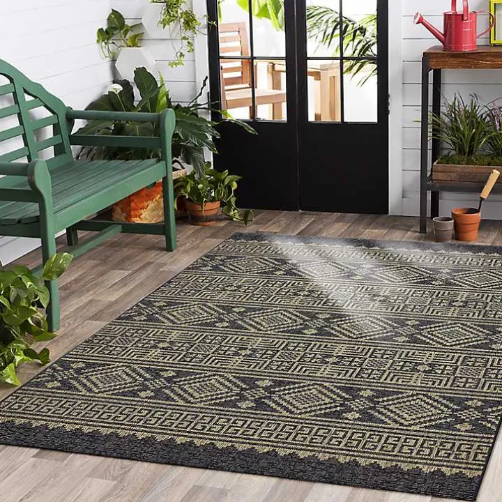 Greek Key Sun Shower Outdoor Area Rug, 7x9