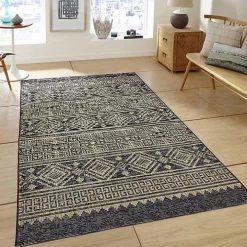 Greek Key Sun Shower Outdoor Area Rug, 5x8